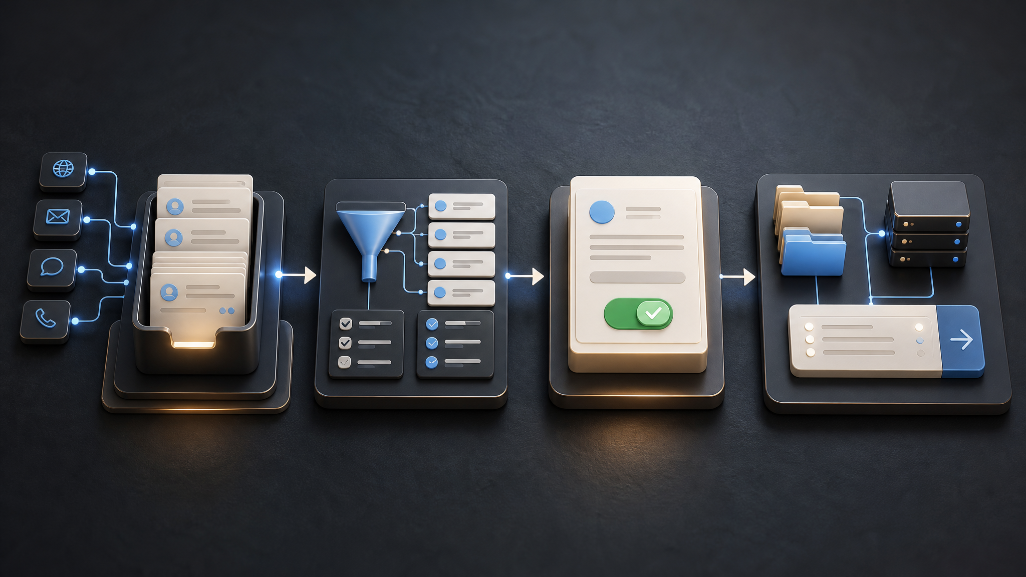 AI automation workflow map showing enquiry capture, qualification, approval, and admin handoff stages for a small business